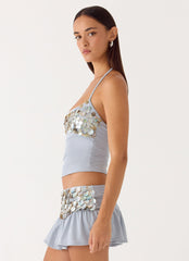 Merinda Halter Top - Misty Blue