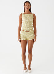 Messina Ruched Tank Top - Yellow