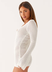 Ocean Drift Long Sleeve Mini Dress - Ivory