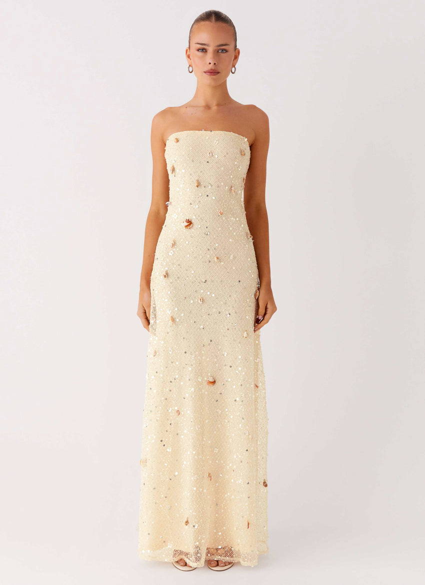 Orelli Shell Sequin Knit Maxi Dress - Ivory