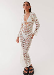 Beach to Bar Crochet Maxi Dress - Cream