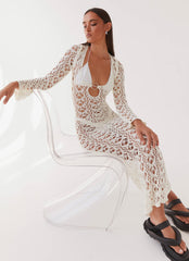 Beach to Bar Crochet Maxi Dress - Cream