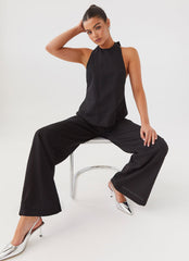 Heatwave Linen Wide Leg Pants - Black