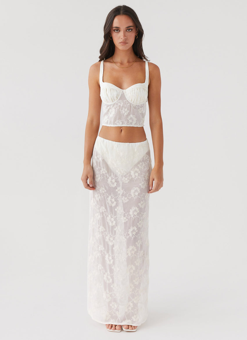 In the Clouds Maxi Skirt - Ivory Petal