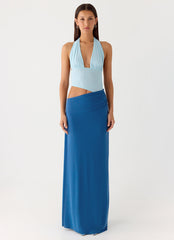 Saresther Halter Neck Maxi Dress - Blue