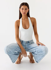 Set The Scene Halter Bodysuit - White