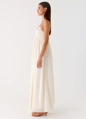 Whisperlight Chiffon Scooped Neck Maxi Dress - White